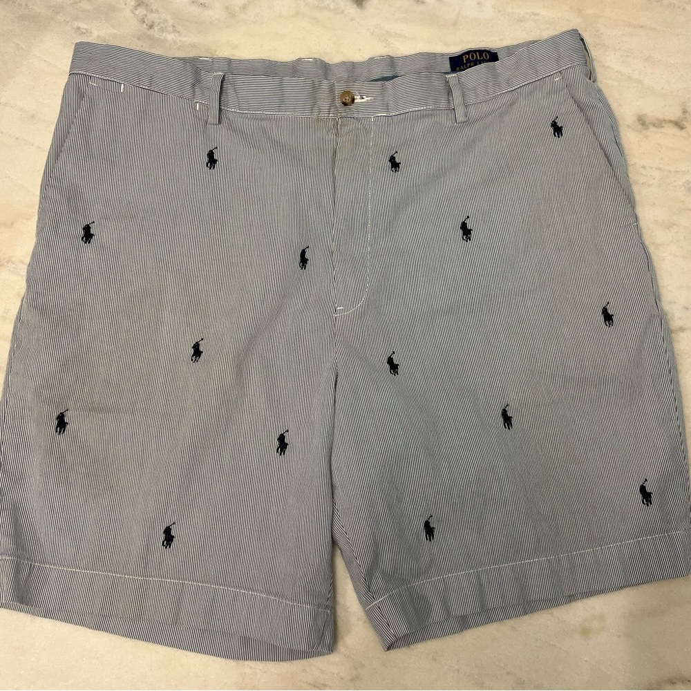 Ralph Lauren Light Gray Men's Shorts with Embroidered Logo